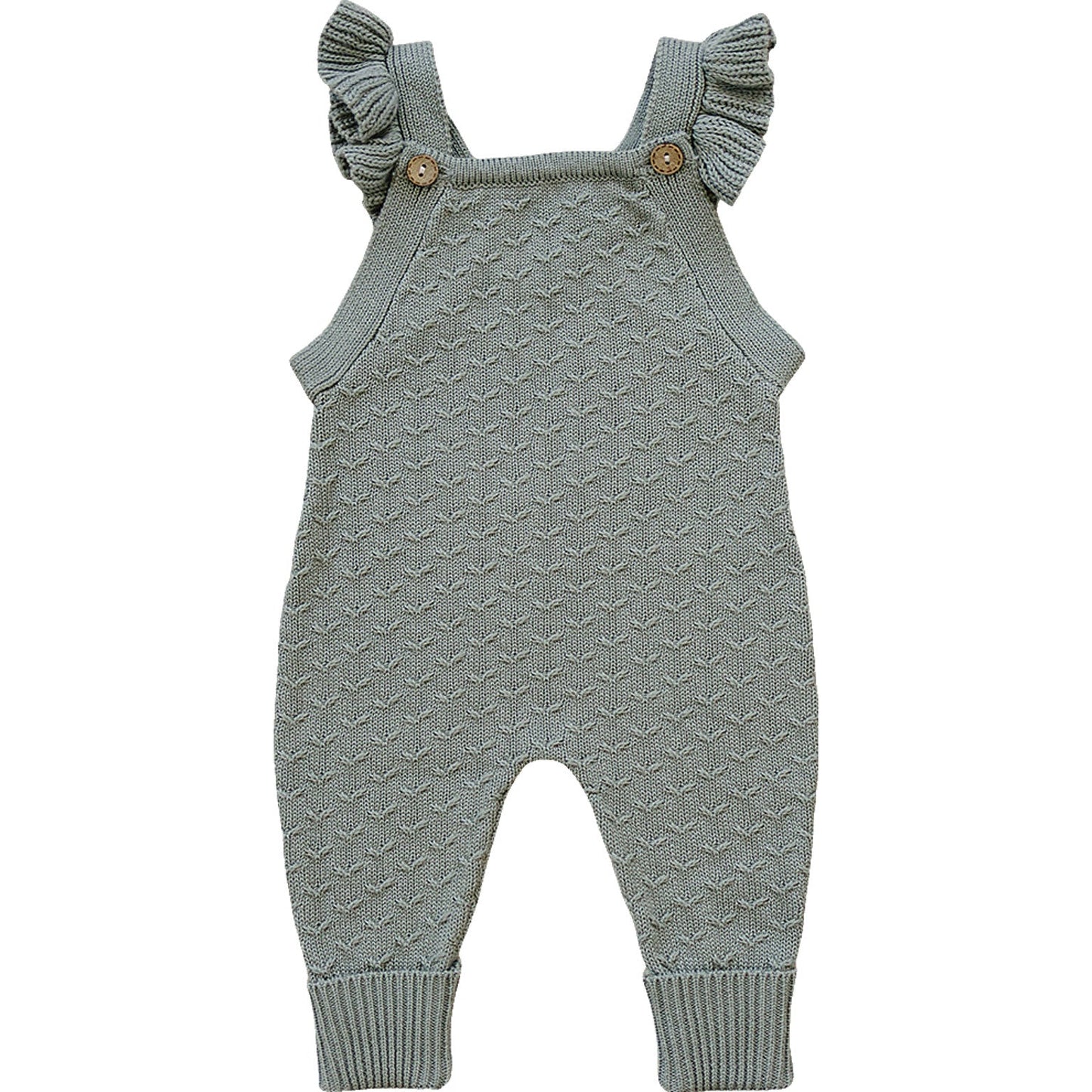 Green Ruffle Knit Overalls