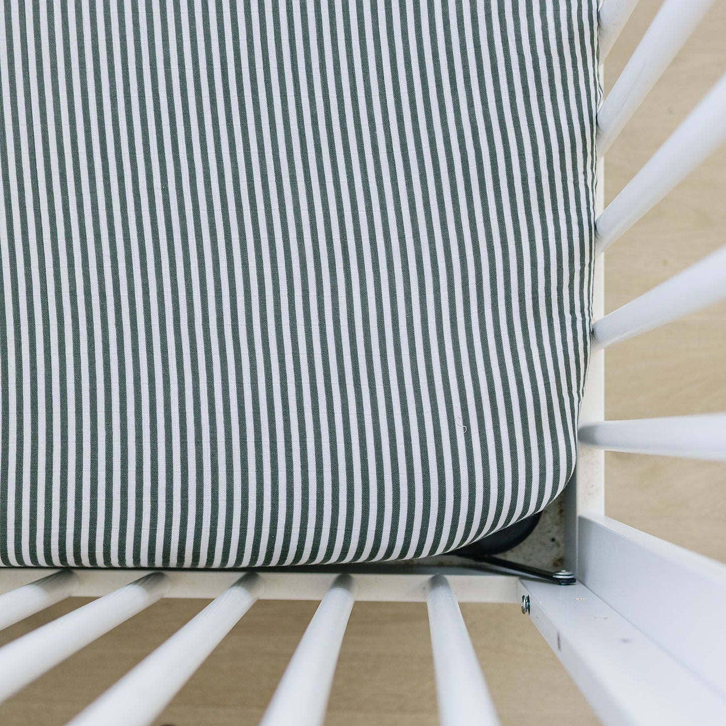 Green Stripes Muslin Crib Sheet