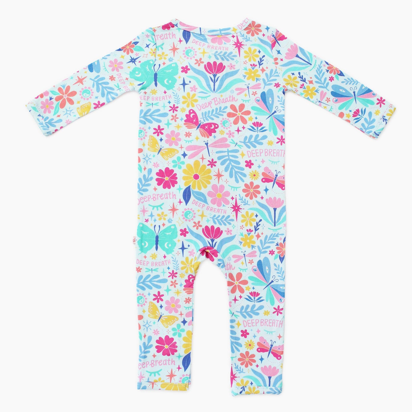 Om Baby | Bamboo Footless Onesie Romper | "Deep Breath" | Thermo-Regulating, Double Zipper, 4-Way Stretch
