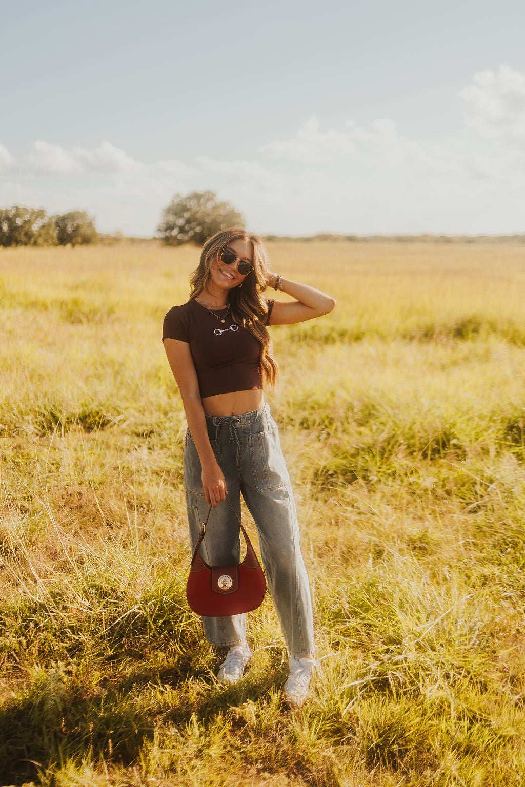 The Horsebit Baby Tee in Brown
