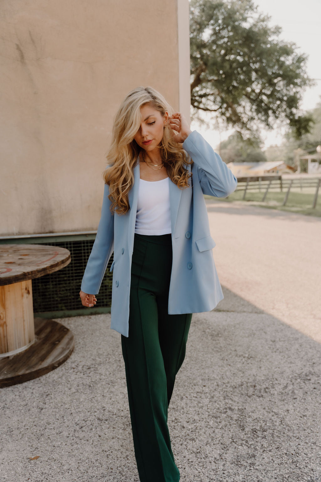 The Zoey Stretch Trouser In Hunter Green