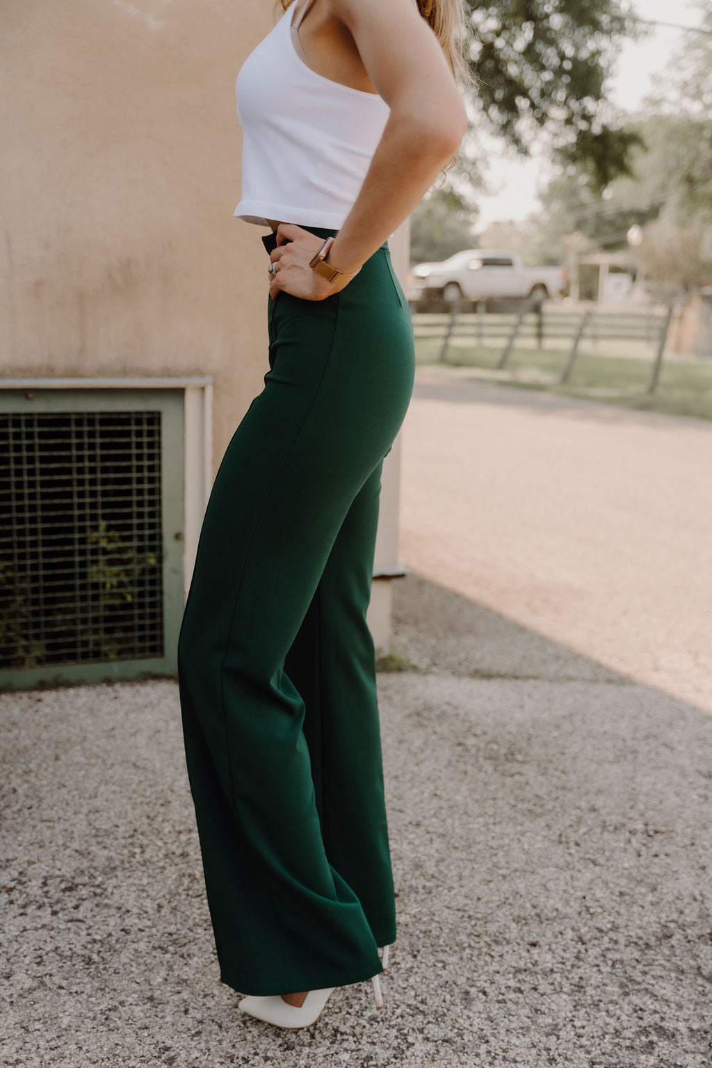 The Zoey Stretch Trouser In Hunter Green