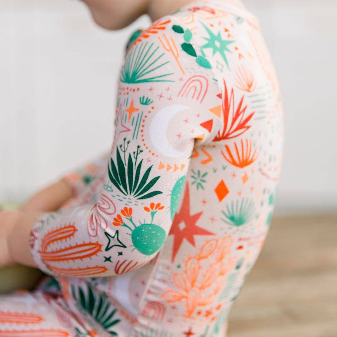 Desert Cactus Vibes | Bamboo Footless Onesie Romper | "Mama, I Wished for You" | Thermo-Regulating, Double Zipper, 4-Way Stretch