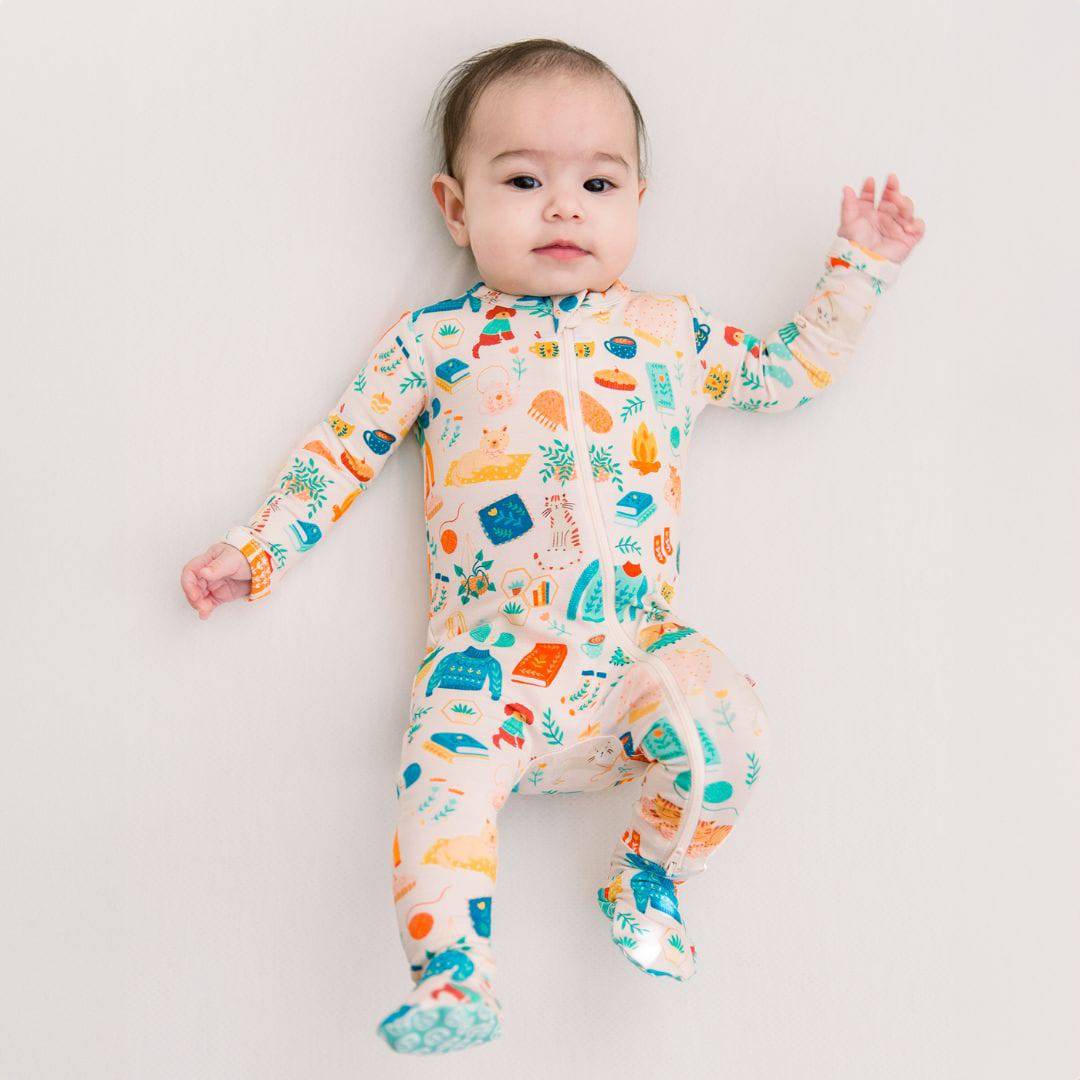 Cozy Cats & Dogs | Bamboo Footie Onesie Sleeper | Thermo-Regulating, Double Zipper, 4-Way Stretch