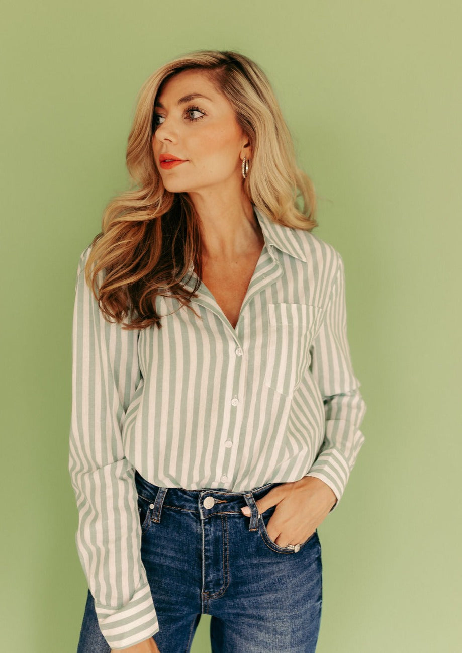 The BT Button Down in Sage Green