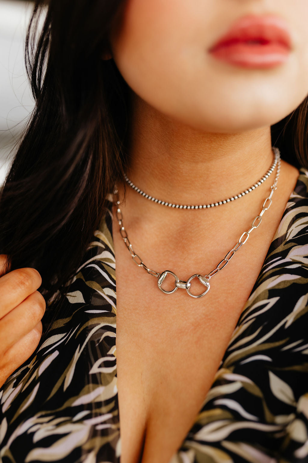 The Harlowe Horsebit Necklace in Silver