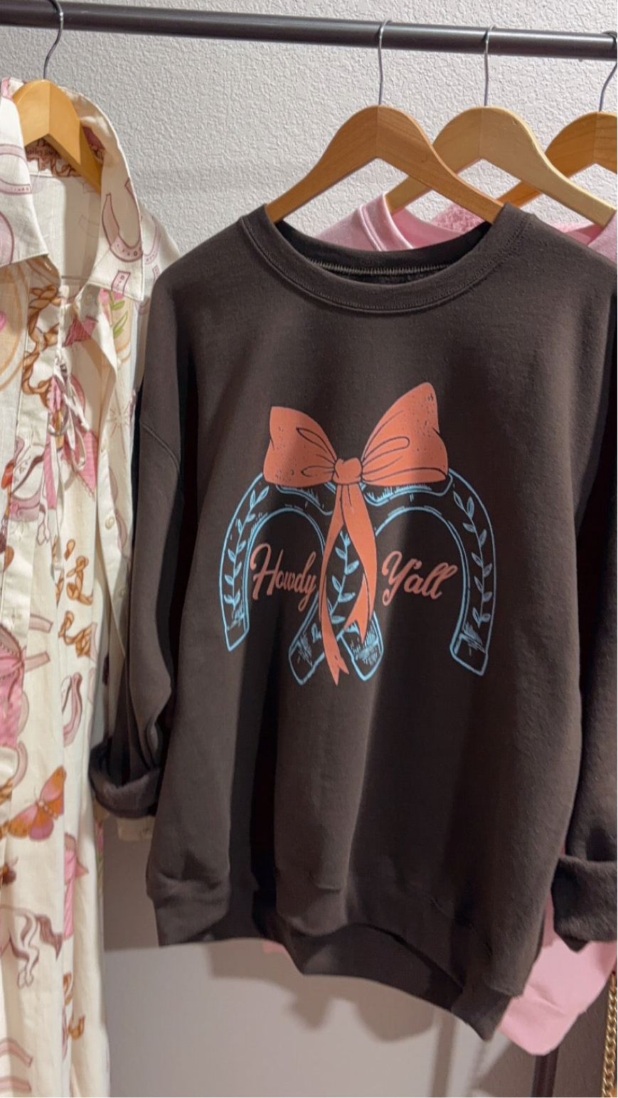 SALE Howdy Y'all Sweatshirt in Chocolate