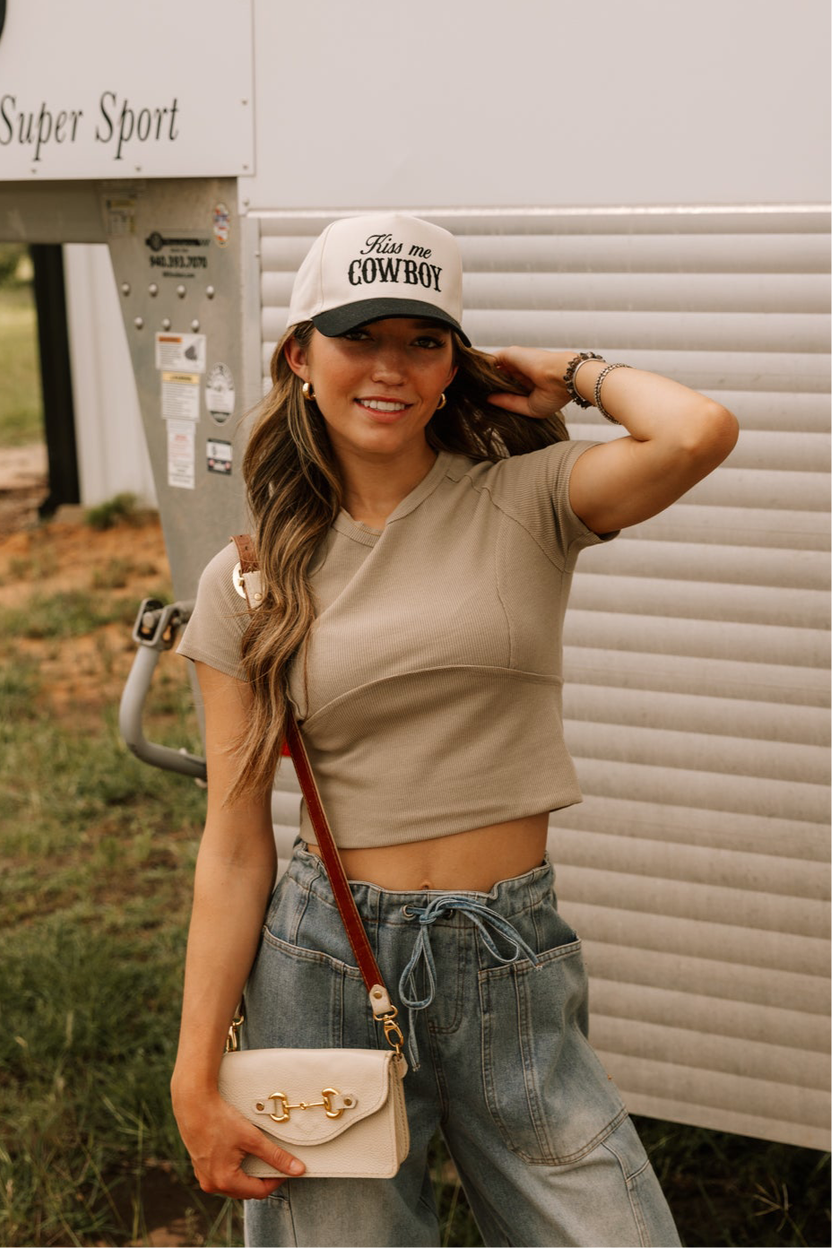 Kiss Me Cowboy Cap in Black