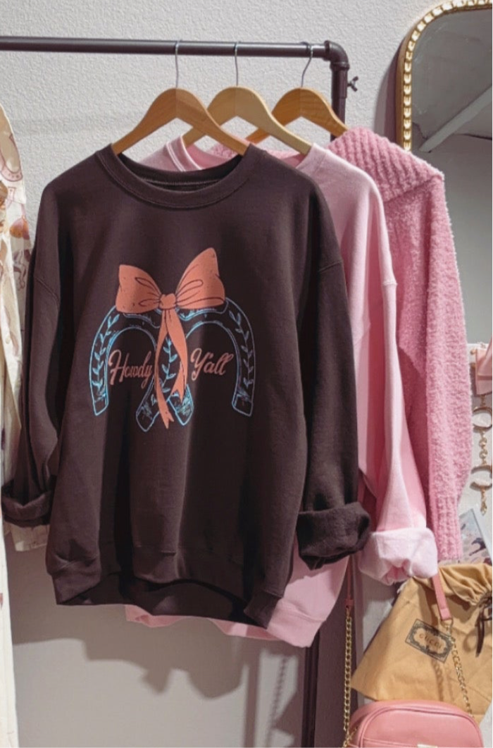 SALE Howdy Y'all Sweatshirt in Chocolate
