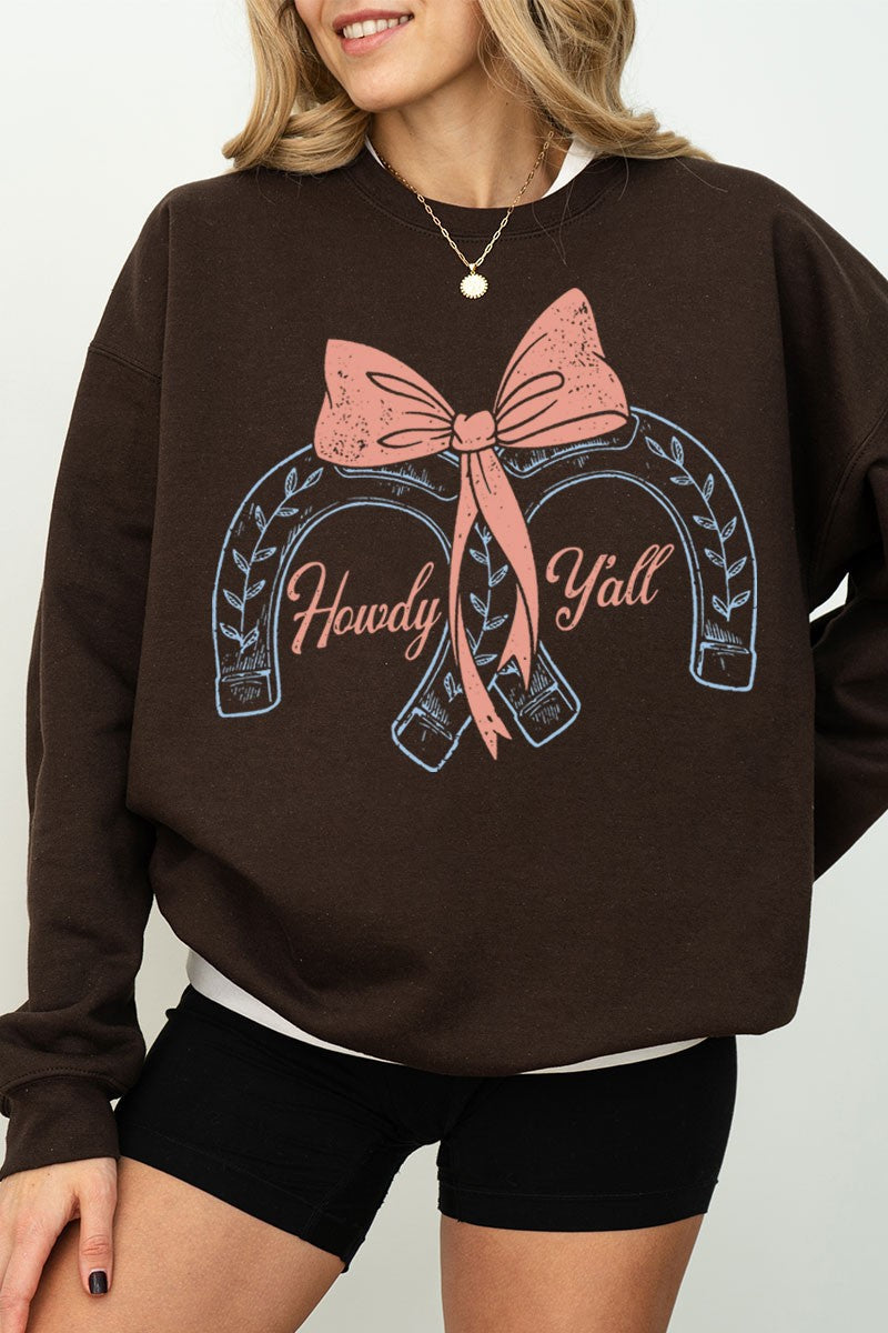 SALE Howdy Y'all Sweatshirt in Chocolate