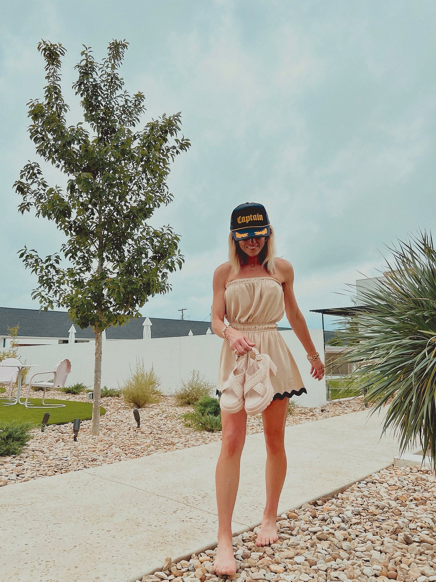 The Haven Romper in Tan