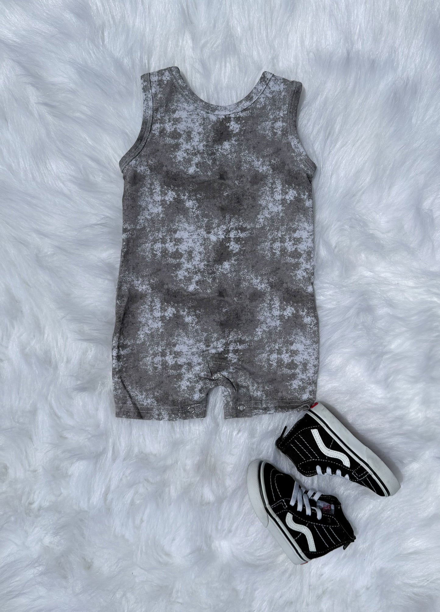 Grey Tie Dye Tank Top Romper