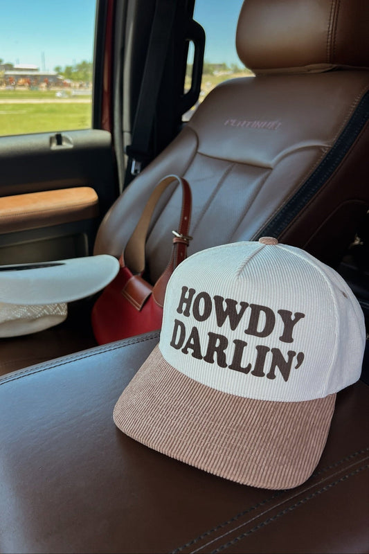 Howdy Darlin Corduroy Cap In Beige