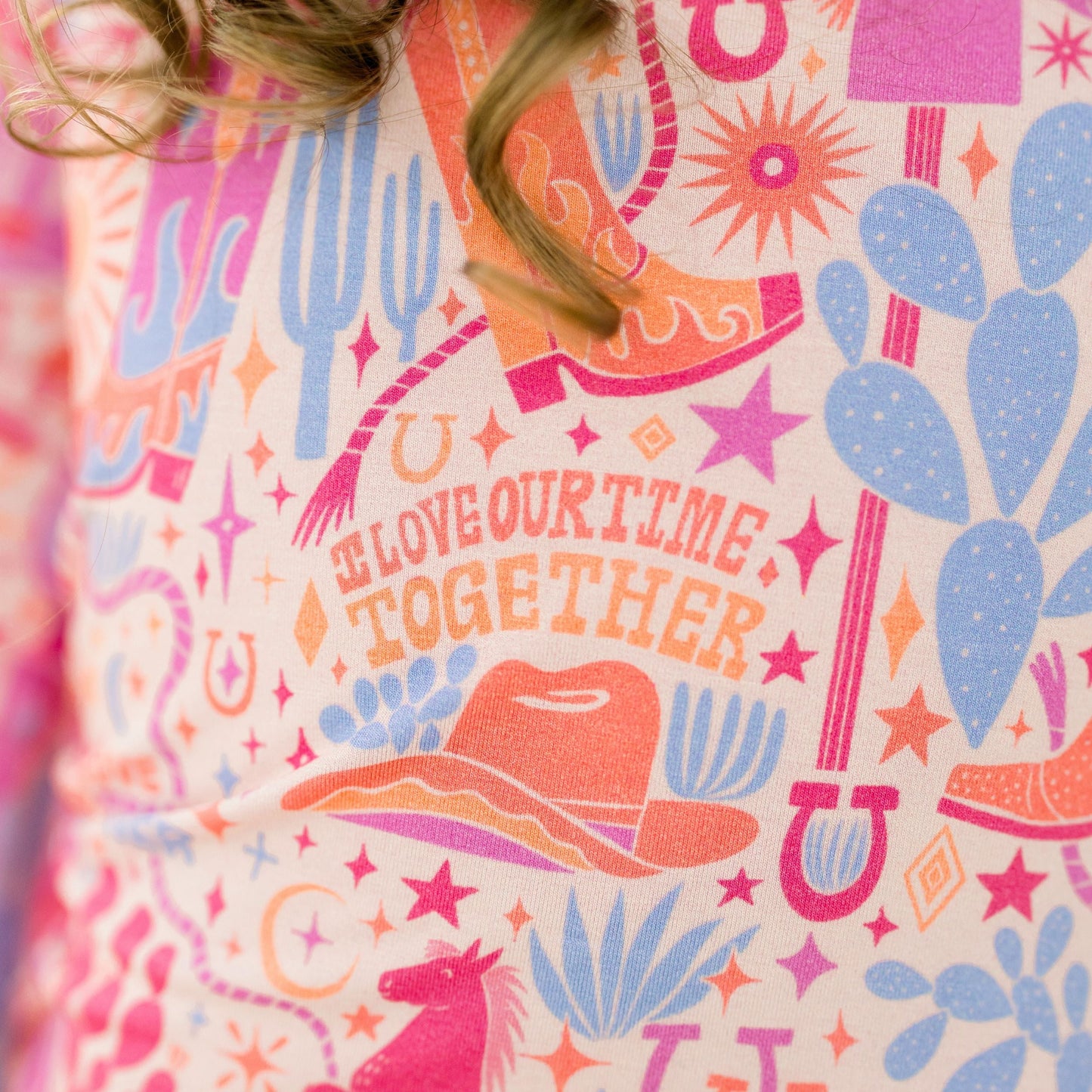 Saddle Up | Bamboo Footie Onesie Sleeper | "I Love Our Time Together" | Thermo-Regulating, Double Zipper, 4-Way Stretch