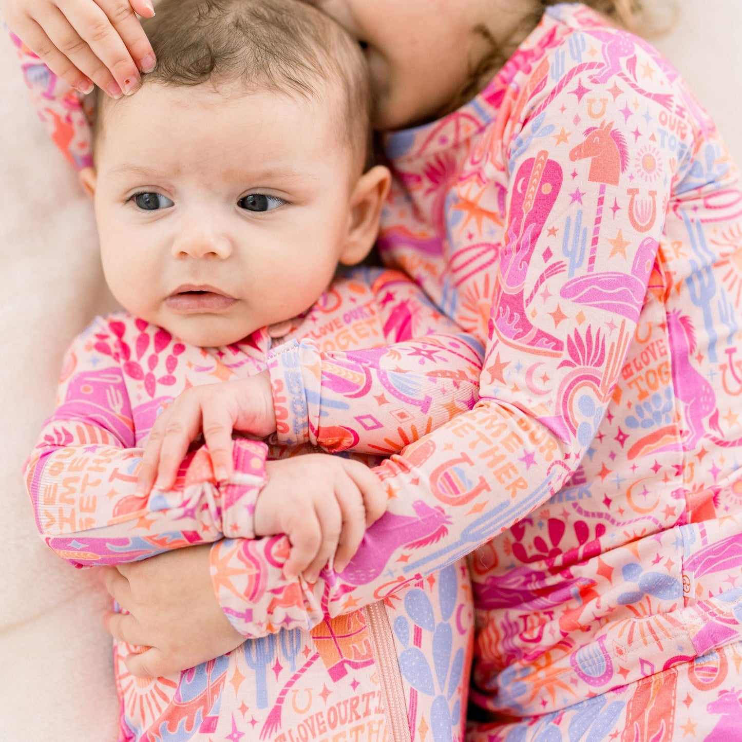 Saddle Up | Bamboo Footie Onesie Sleeper | "I Love Our Time Together" | Thermo-Regulating, Double Zipper, 4-Way Stretch