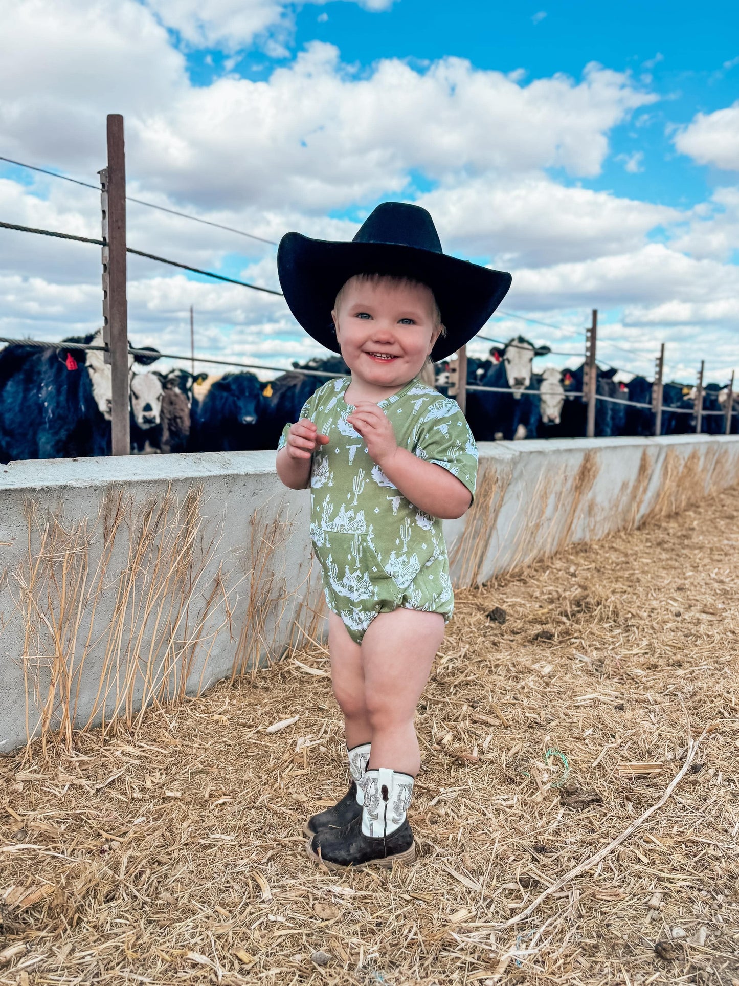 Green Western Bubble Romper