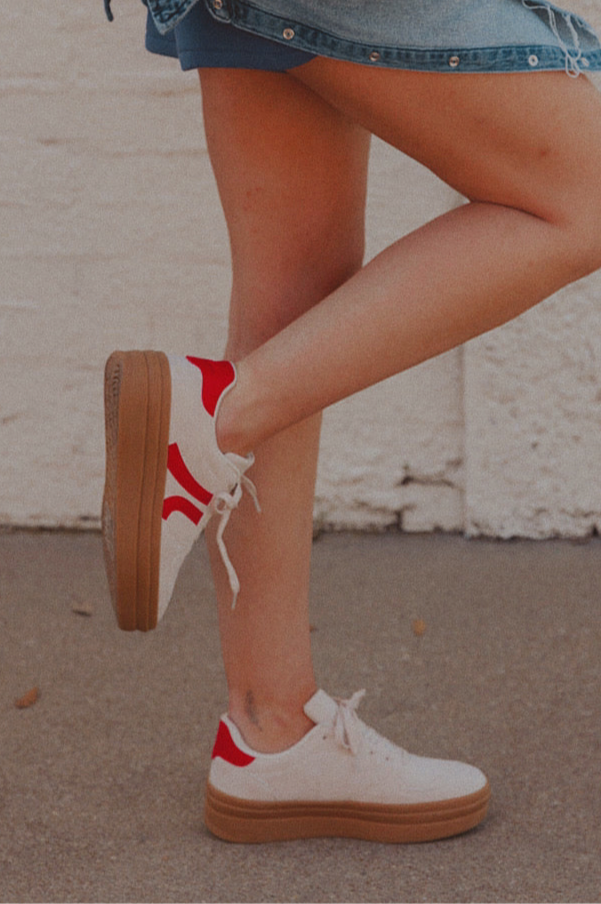 SALE The Oaklynn Platform Sneakers in Red