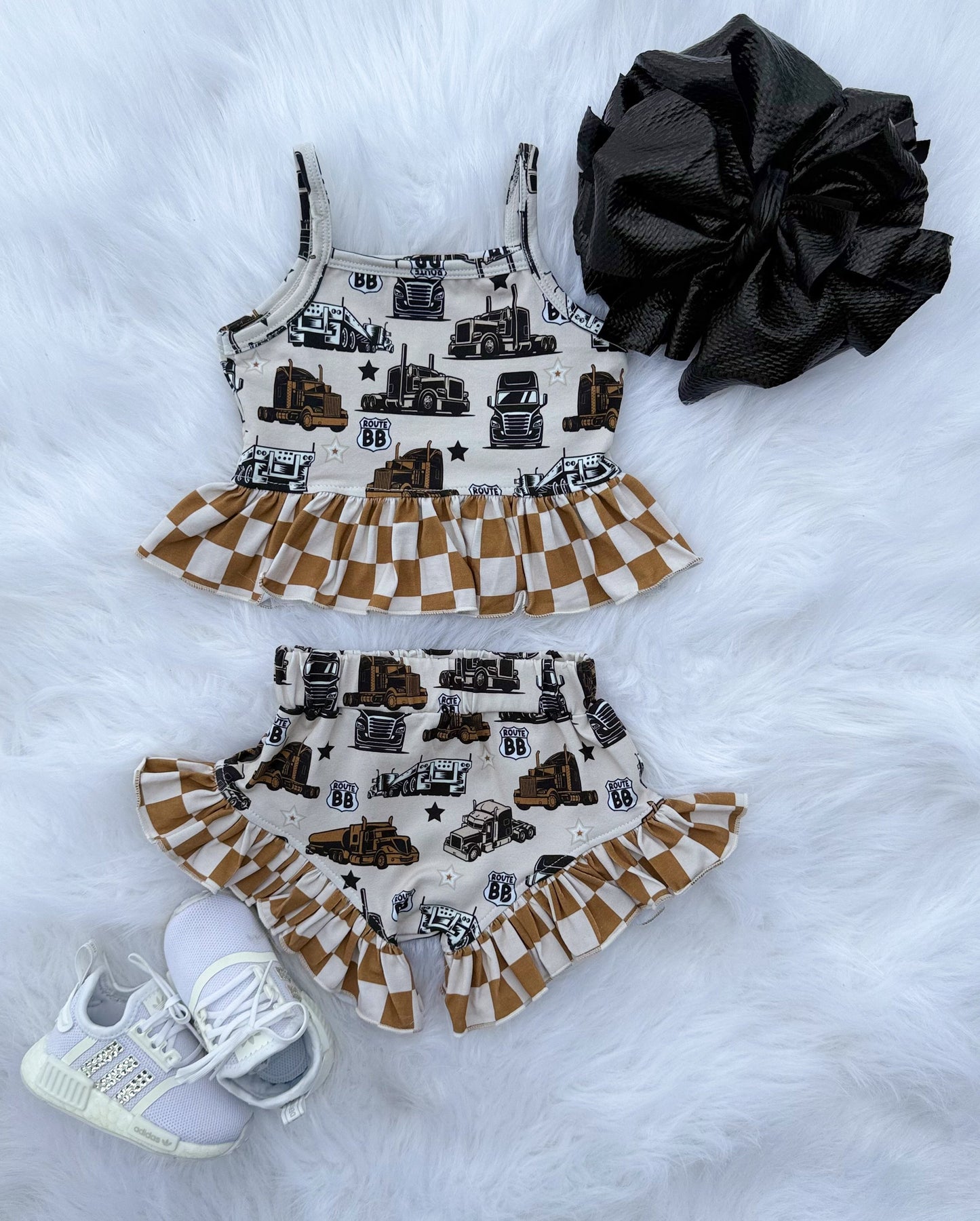 Sad Beige Semi Ruffled Set