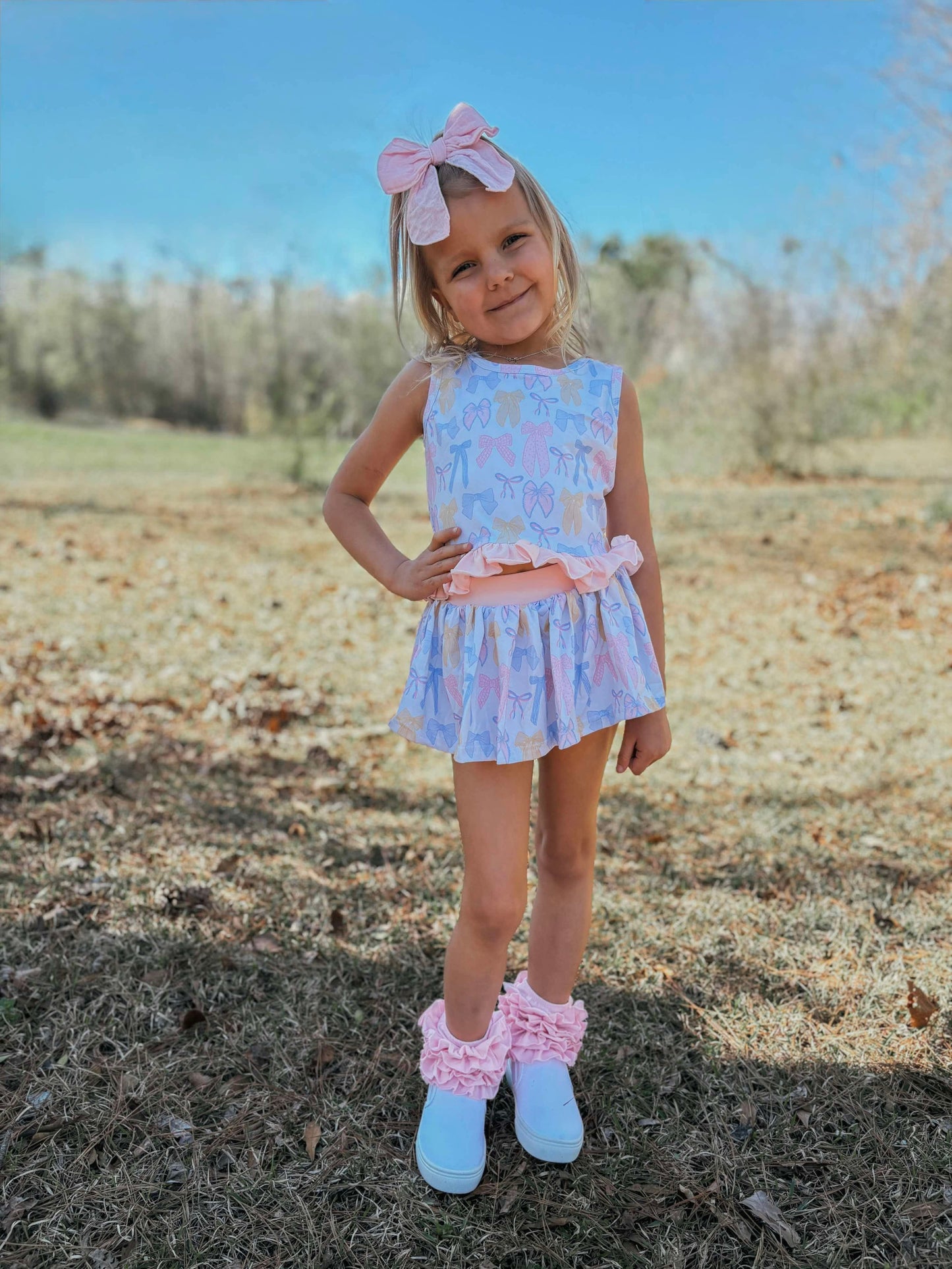 Spring Bows Skirted Ruffle Set