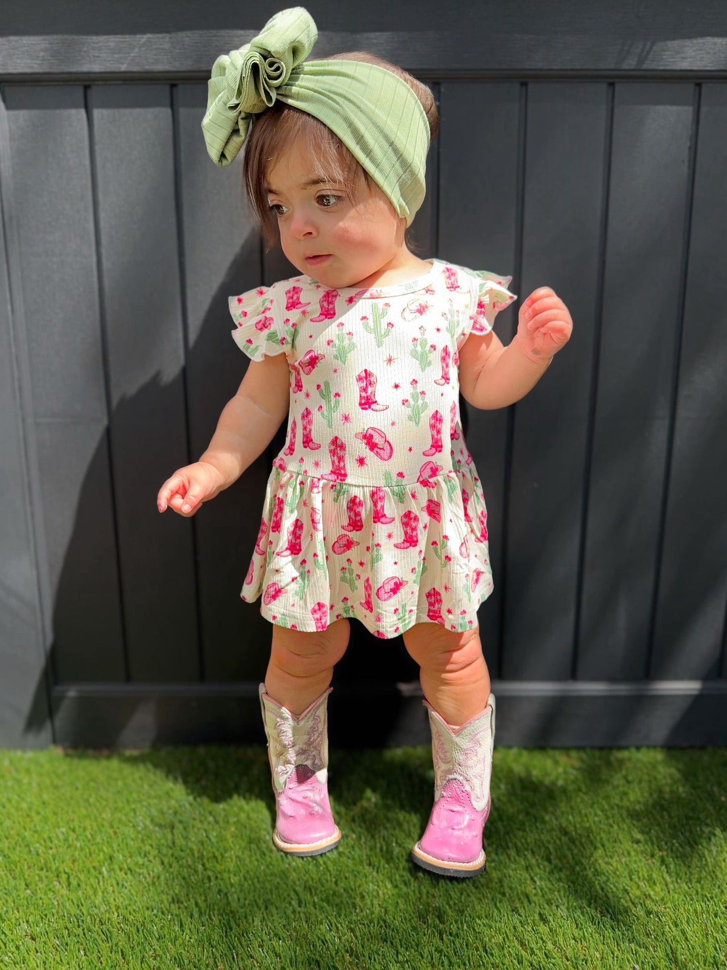 Coastal Cowgirl Ribbed Bamboo Skirted Romper