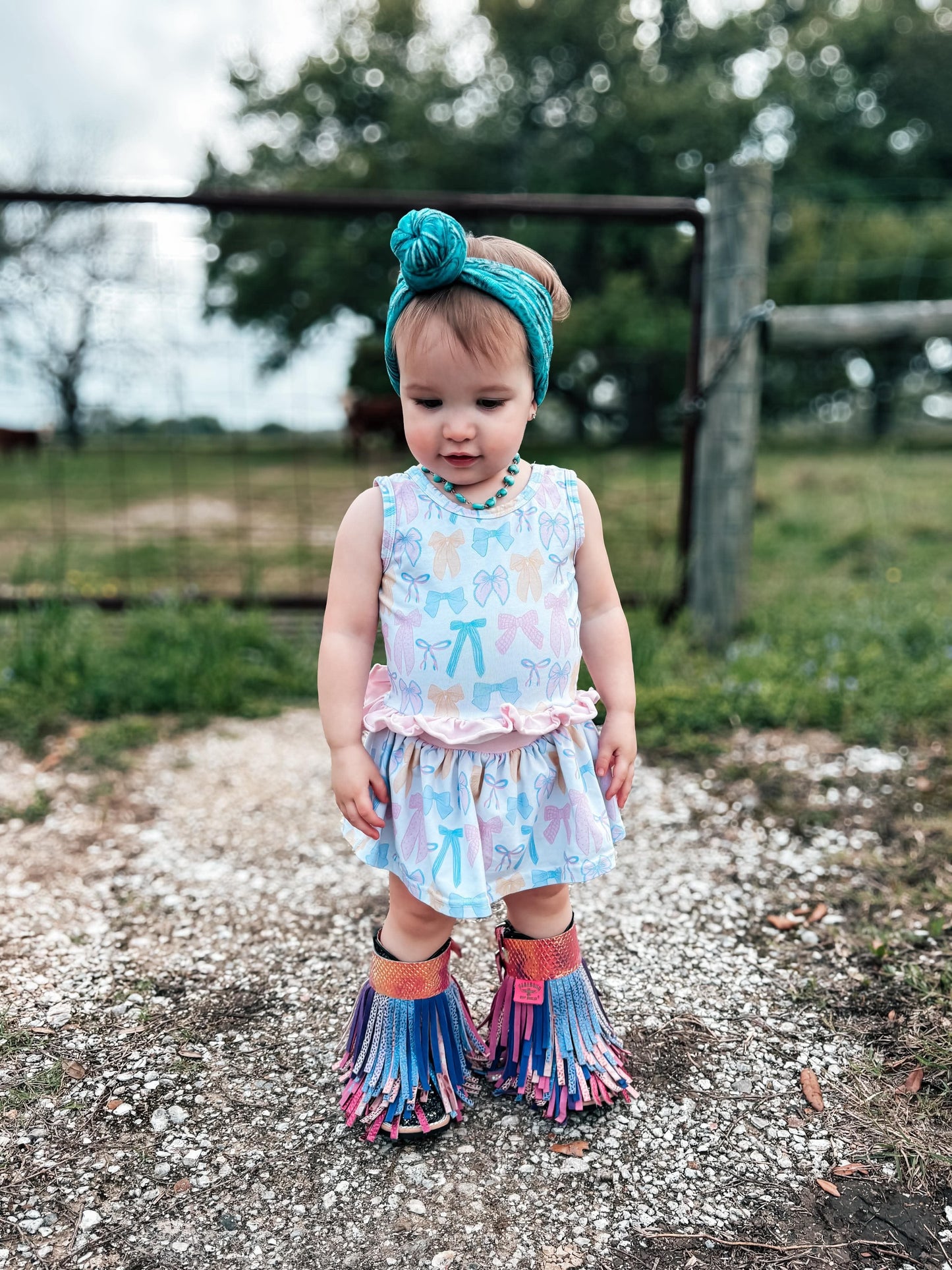 Spring Bows Skirted Ruffle Set