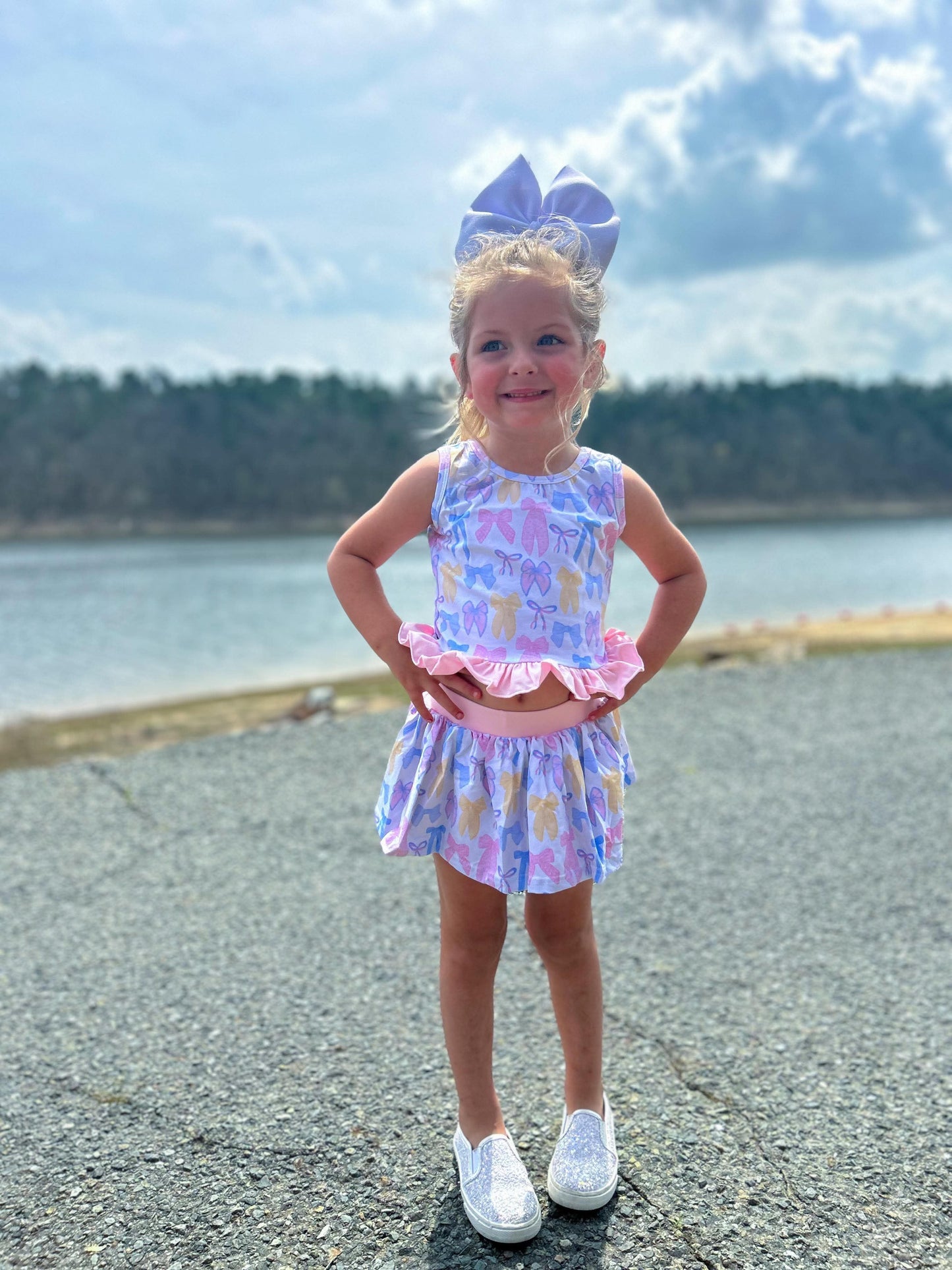 Spring Bows Skirted Ruffle Set