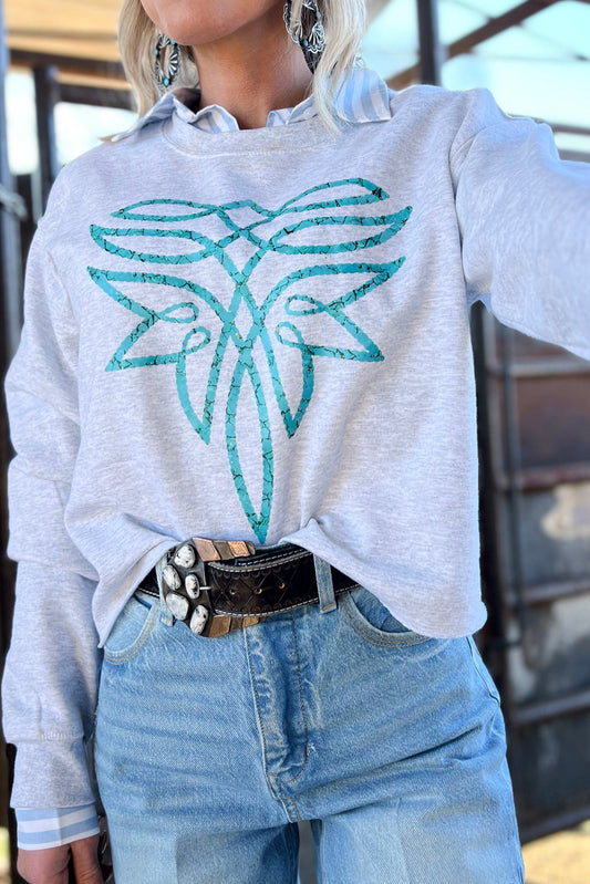 The Turquoise Boot Stitch Graphic Sweatshirt