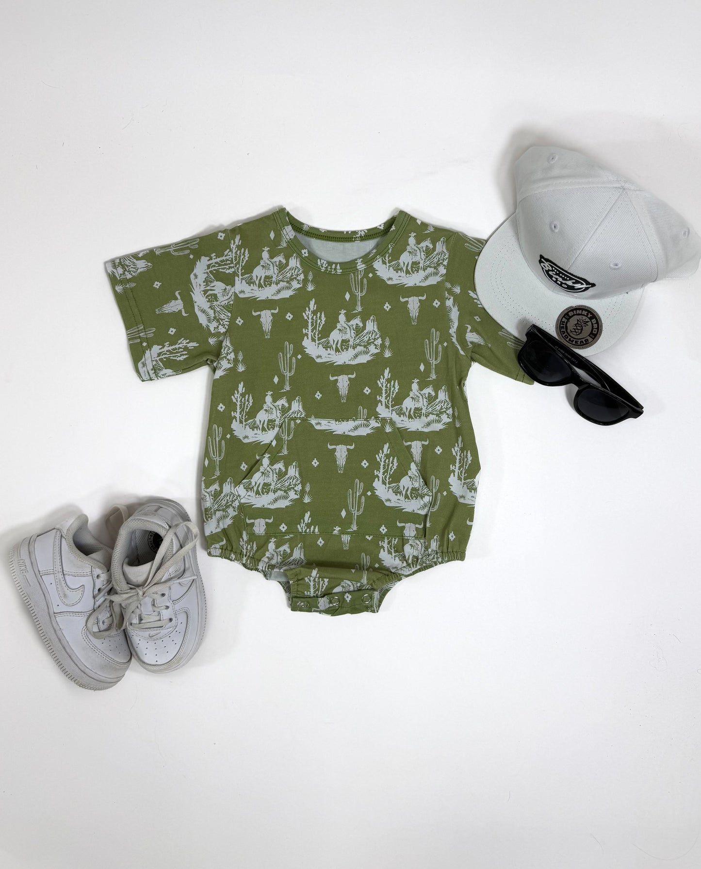 Green Western Bubble Romper