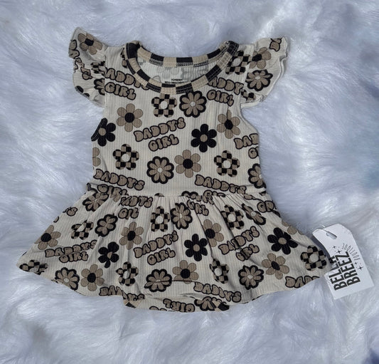 Daddy's Girl Ribbed Bamboo Skirted Romper