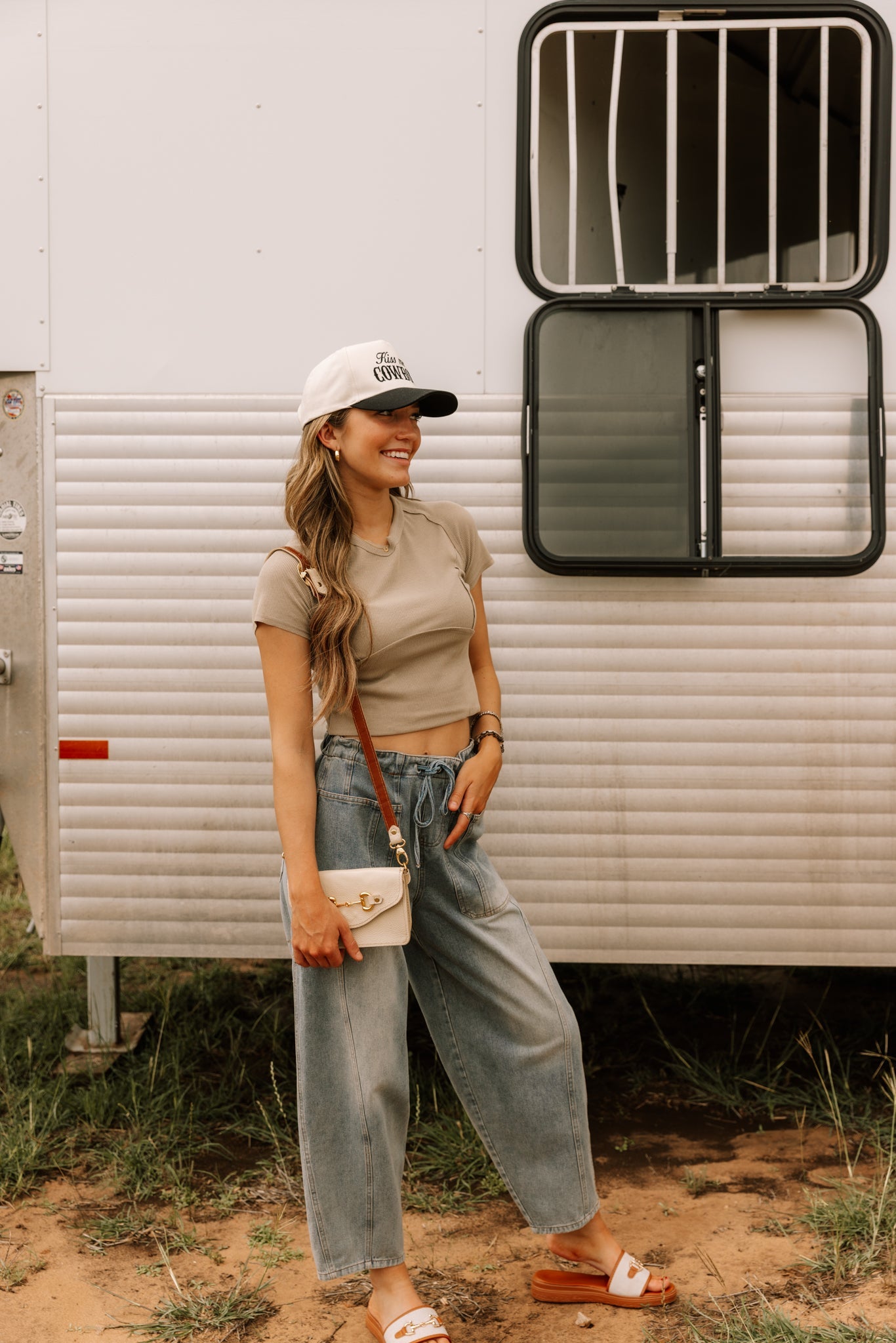 Kiss Me Cowboy Cap in Black