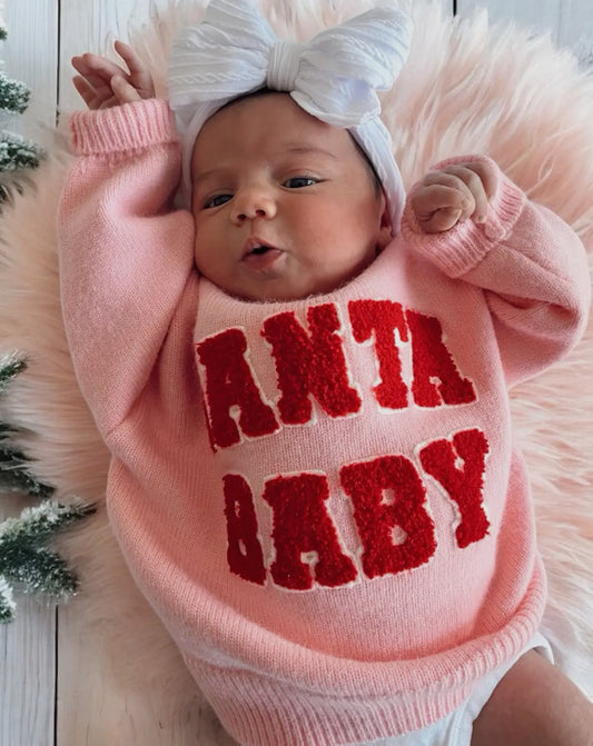 SANTA BABY - PINK | knit sweater