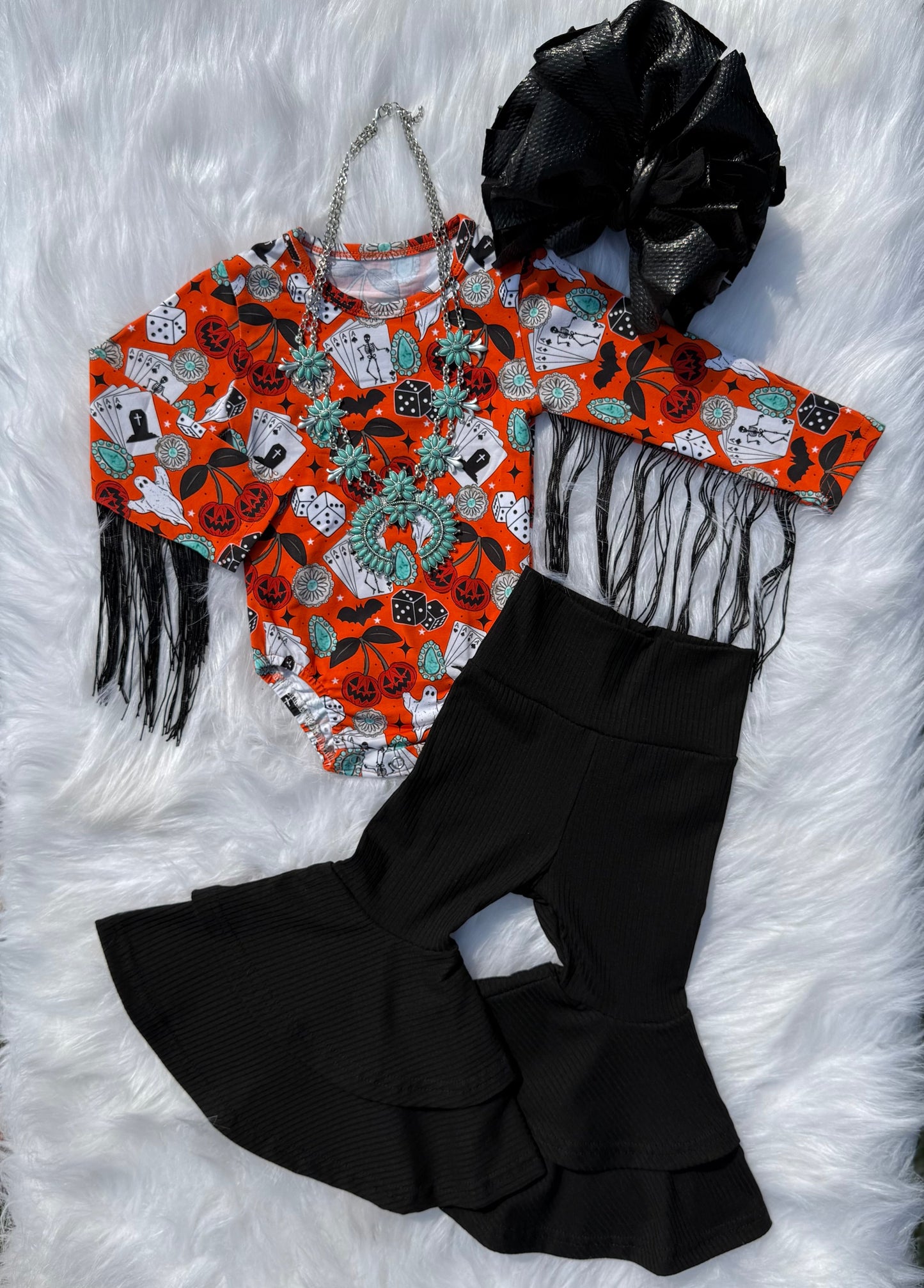 Haunted honky tonk fringe leo/top