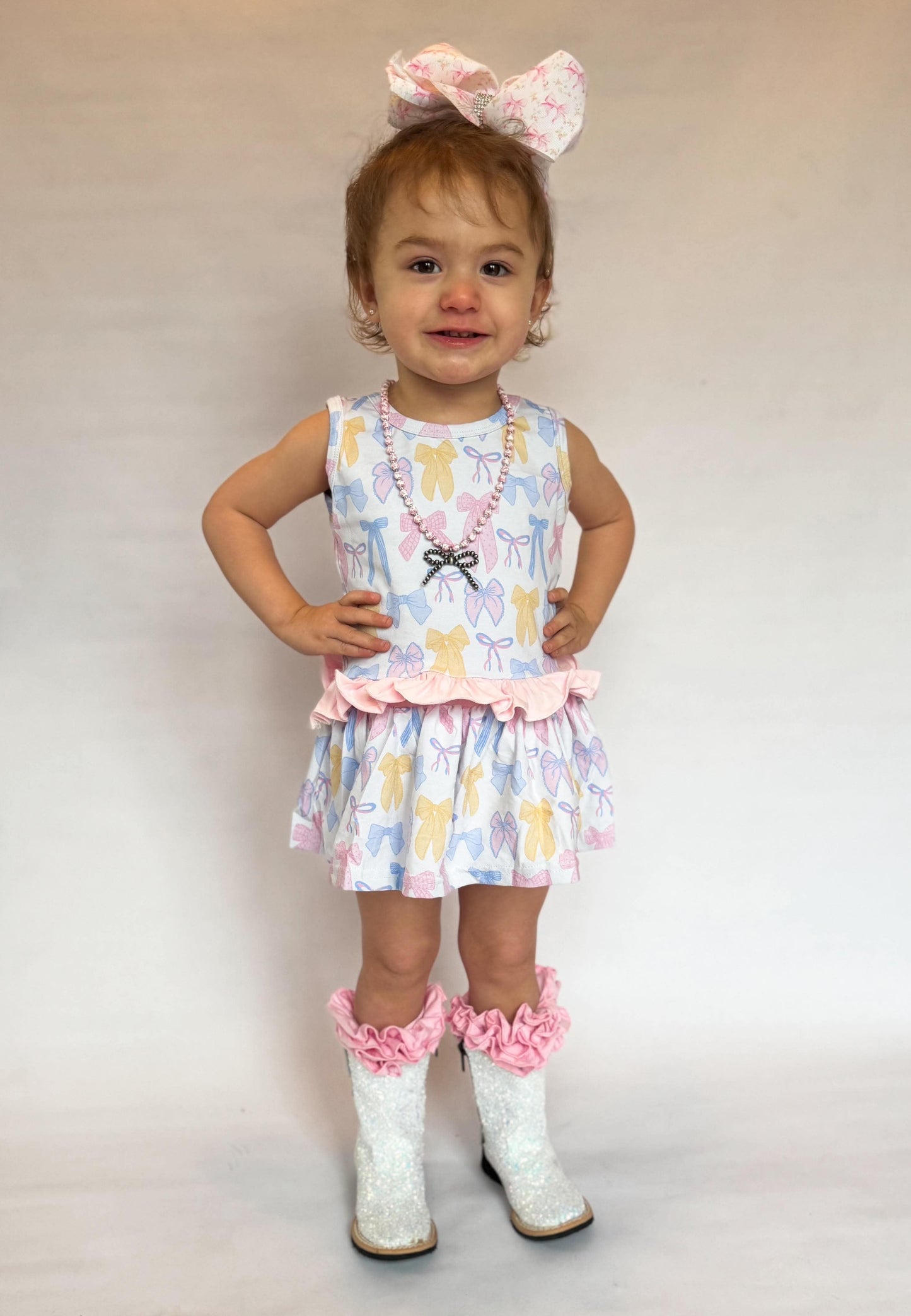 Spring Bows Skirted Ruffle Set