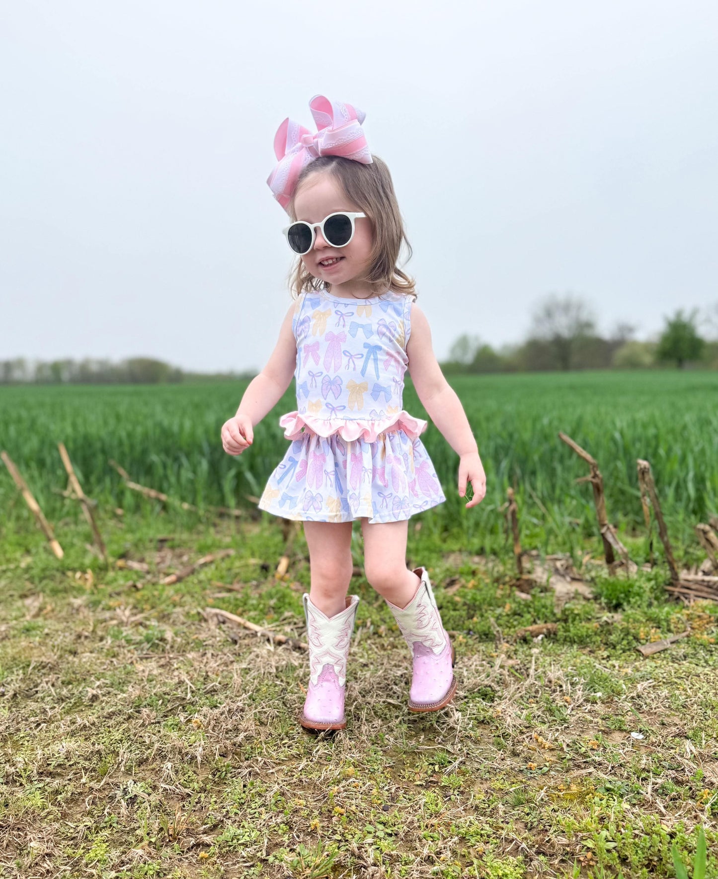 Spring Bows Skirted Ruffle Set