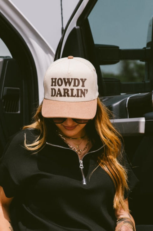 Howdy Darlin Corduroy Cap In Beige