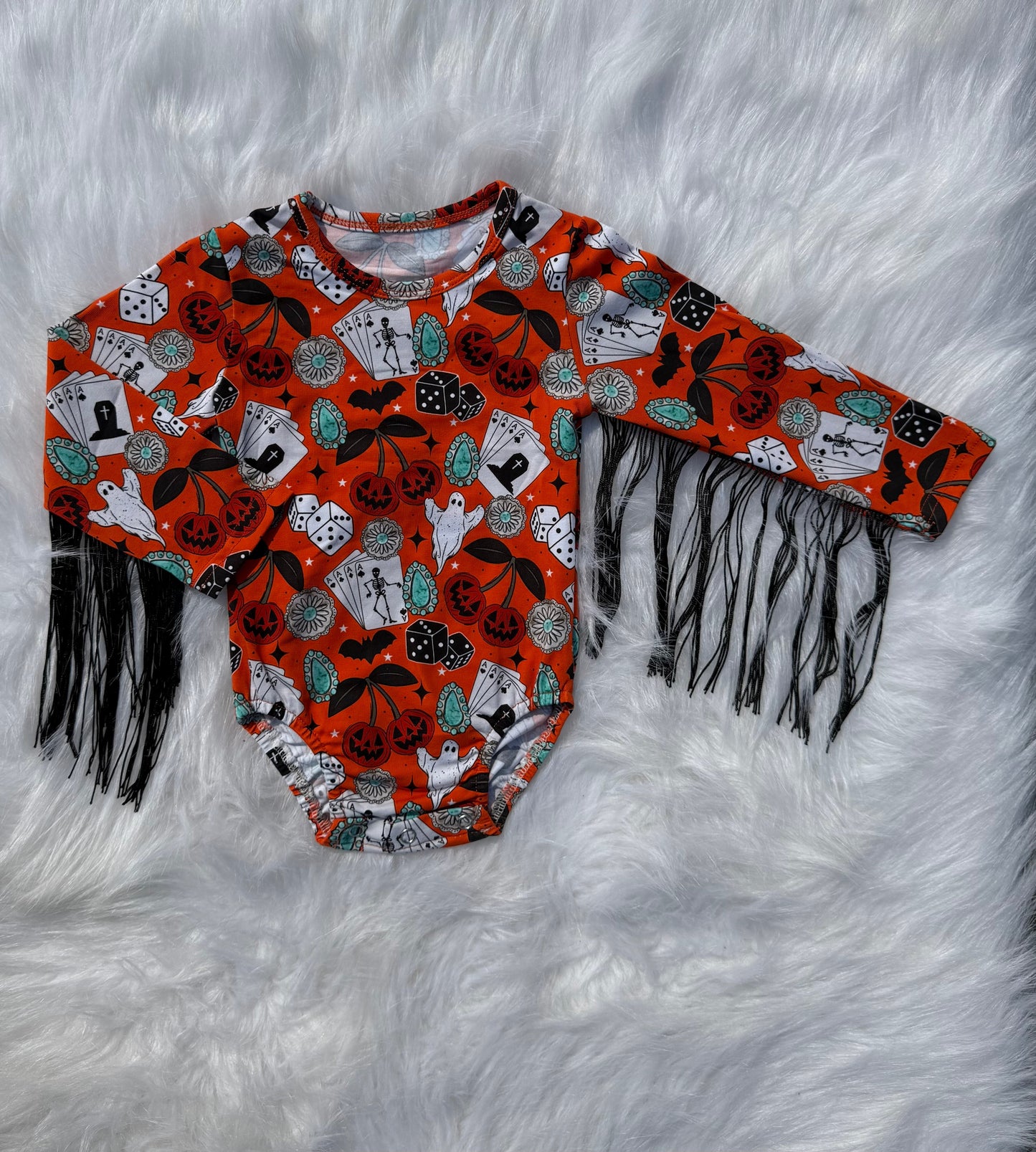 Haunted honky tonk fringe leo/top