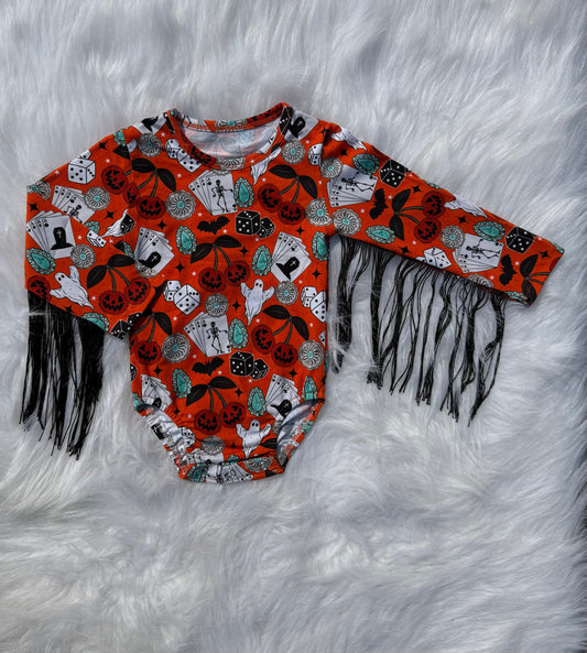 Haunted honky tonk fringe leo/top