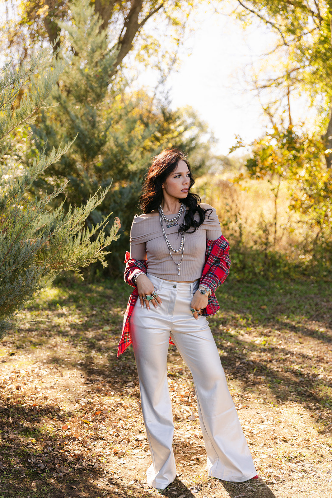 SALE The Clara Leather Metallic Pant