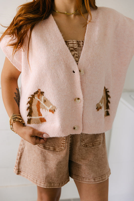 The Della Cropped Western Cardigan in Pink