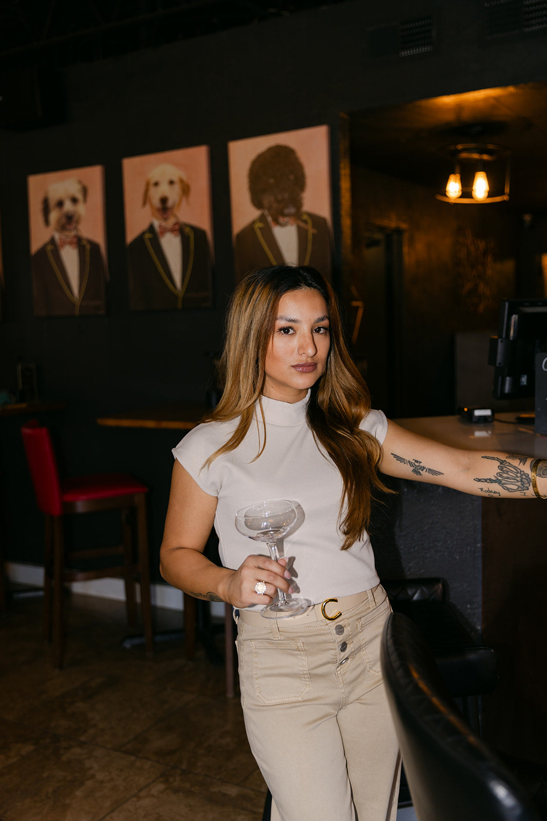 The Lettie Leather Belt in Beige