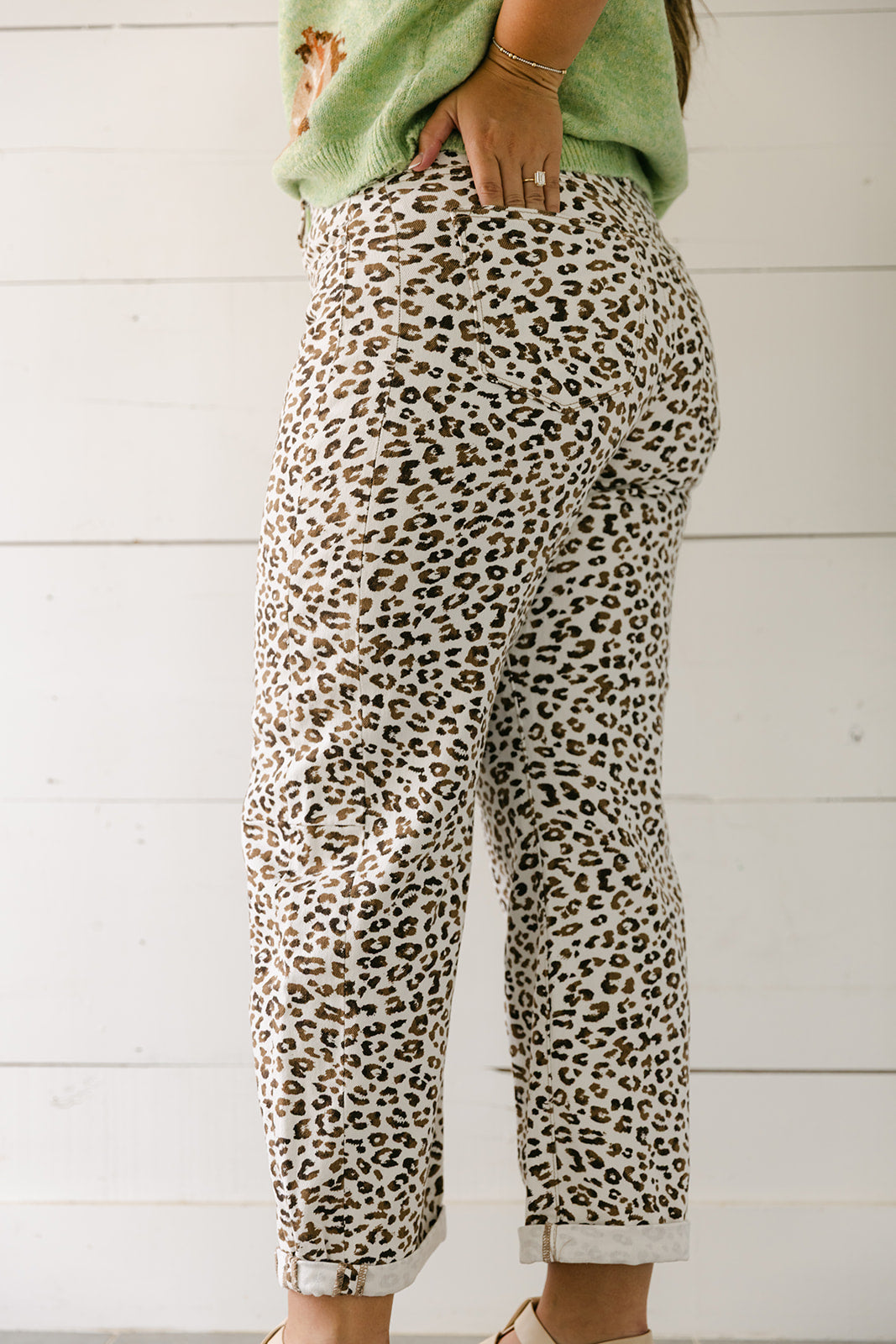 The Carlton Leopard Barrel Jean