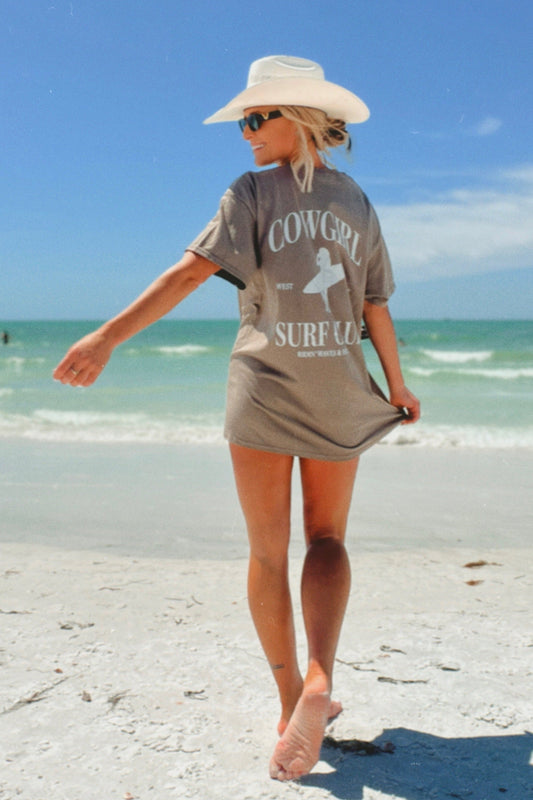 The Cowgirl Surf Club Tee in Brown