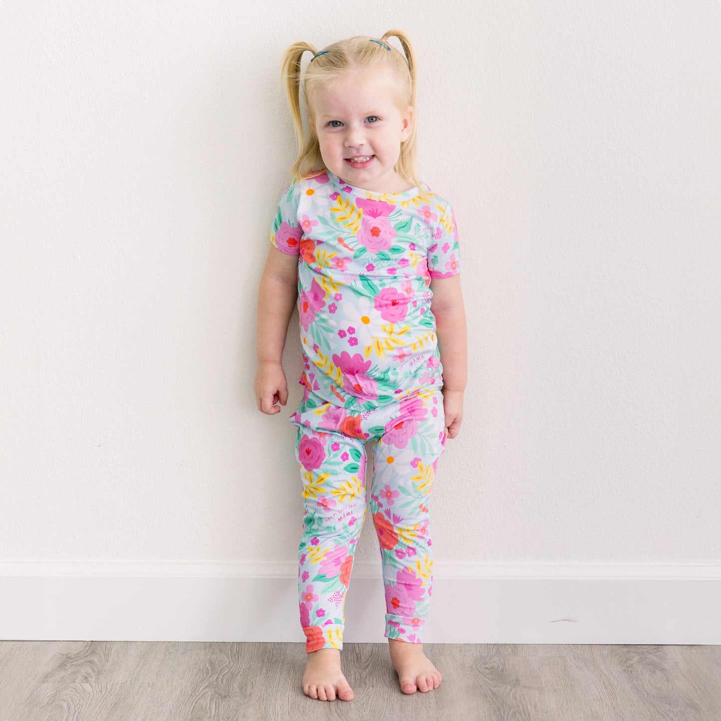 Flower Power | Bamboo Short Sleeve Pajamas | "You're Doing Great, Mama" | Thermo-Regulating, 4-Way Stretch | OEKO-Tex Safe