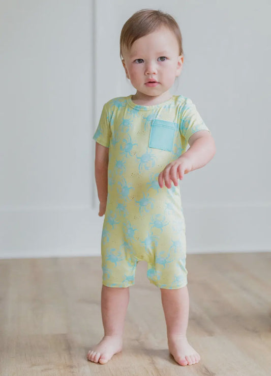 Blue Crab - Short Sleeve Romper