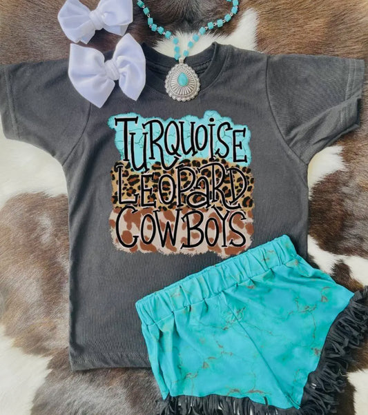 Turquoise. Leopard. Cowboys. | tee