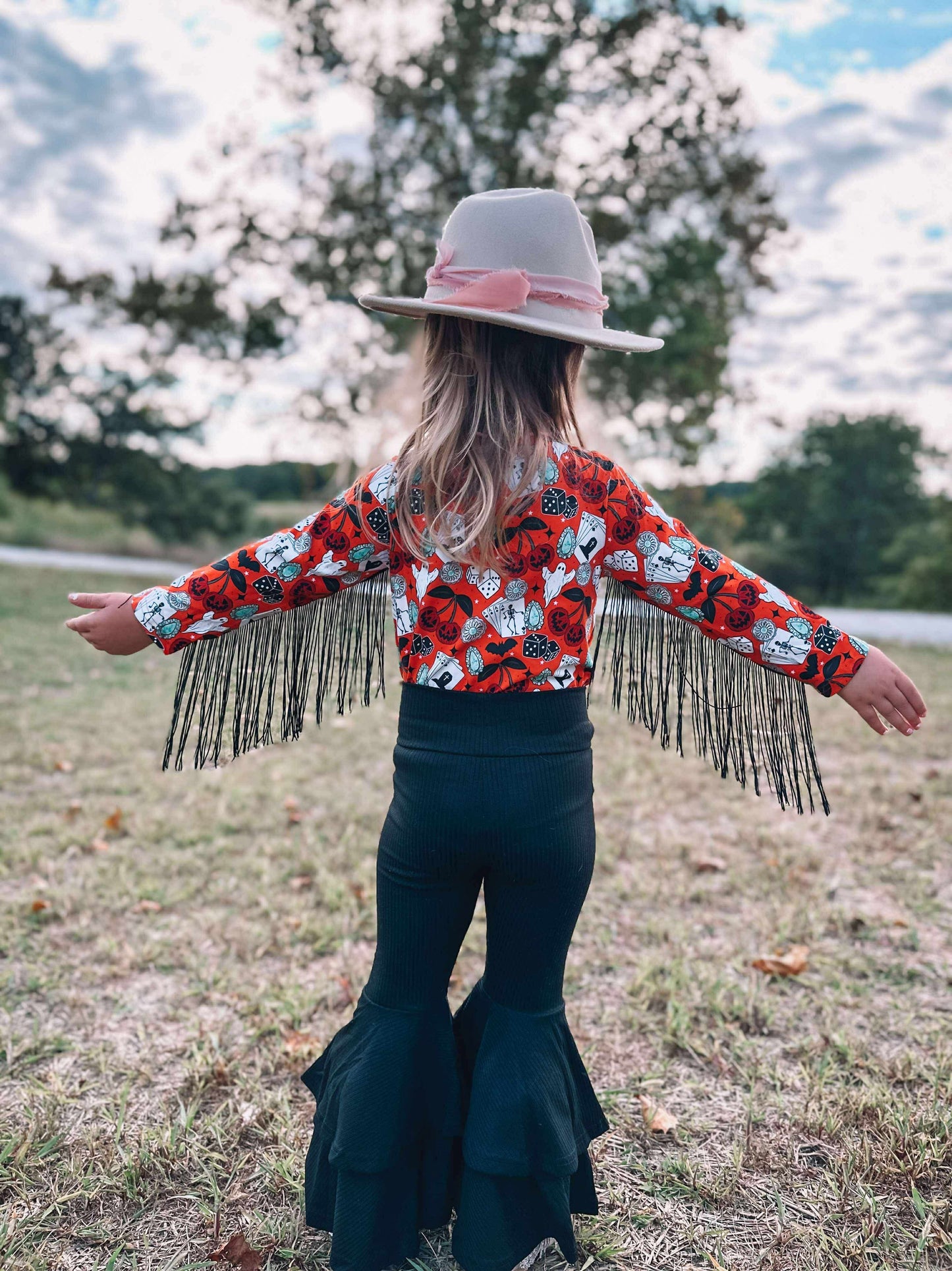 Haunted honky tonk fringe leo/top