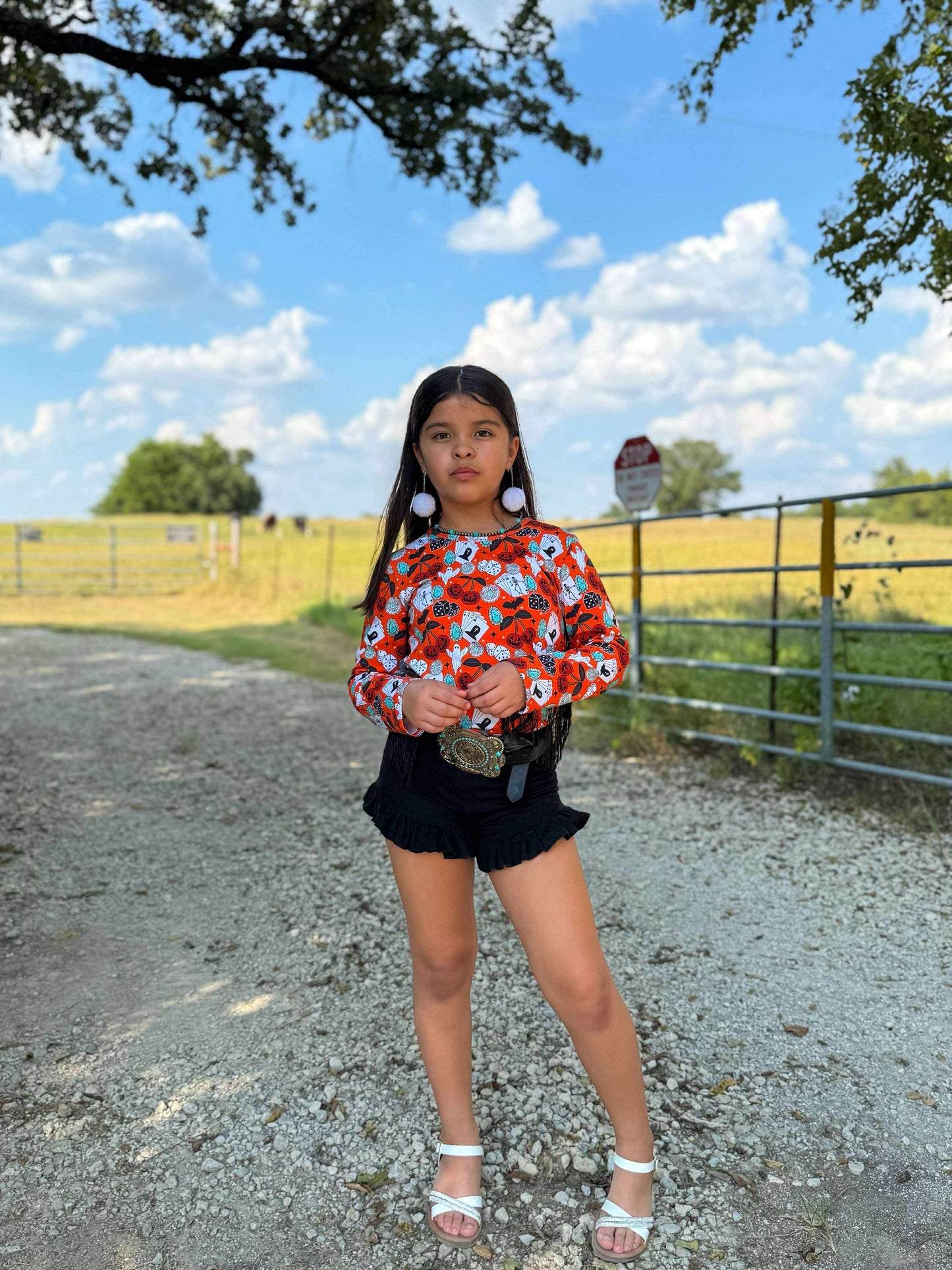 Haunted honky tonk fringe leo/top