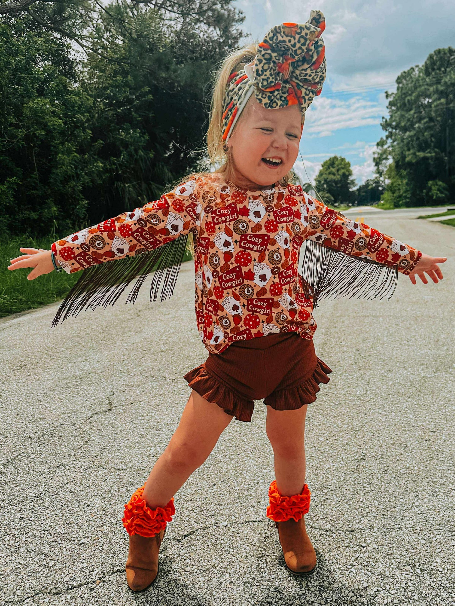 Cozy Cowgirl Fringe Leo/Top