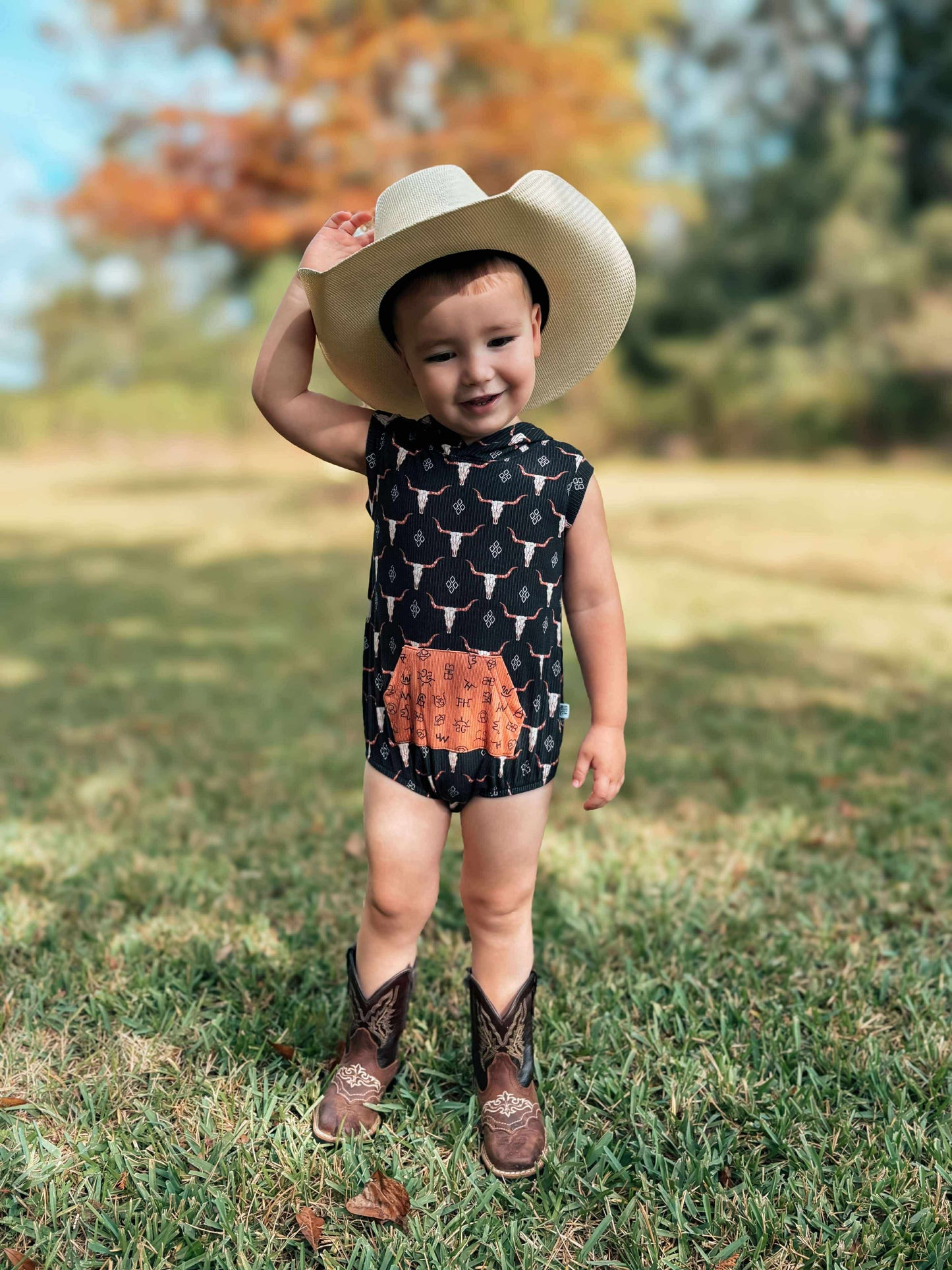 Ranch N Rust Hooded Romper