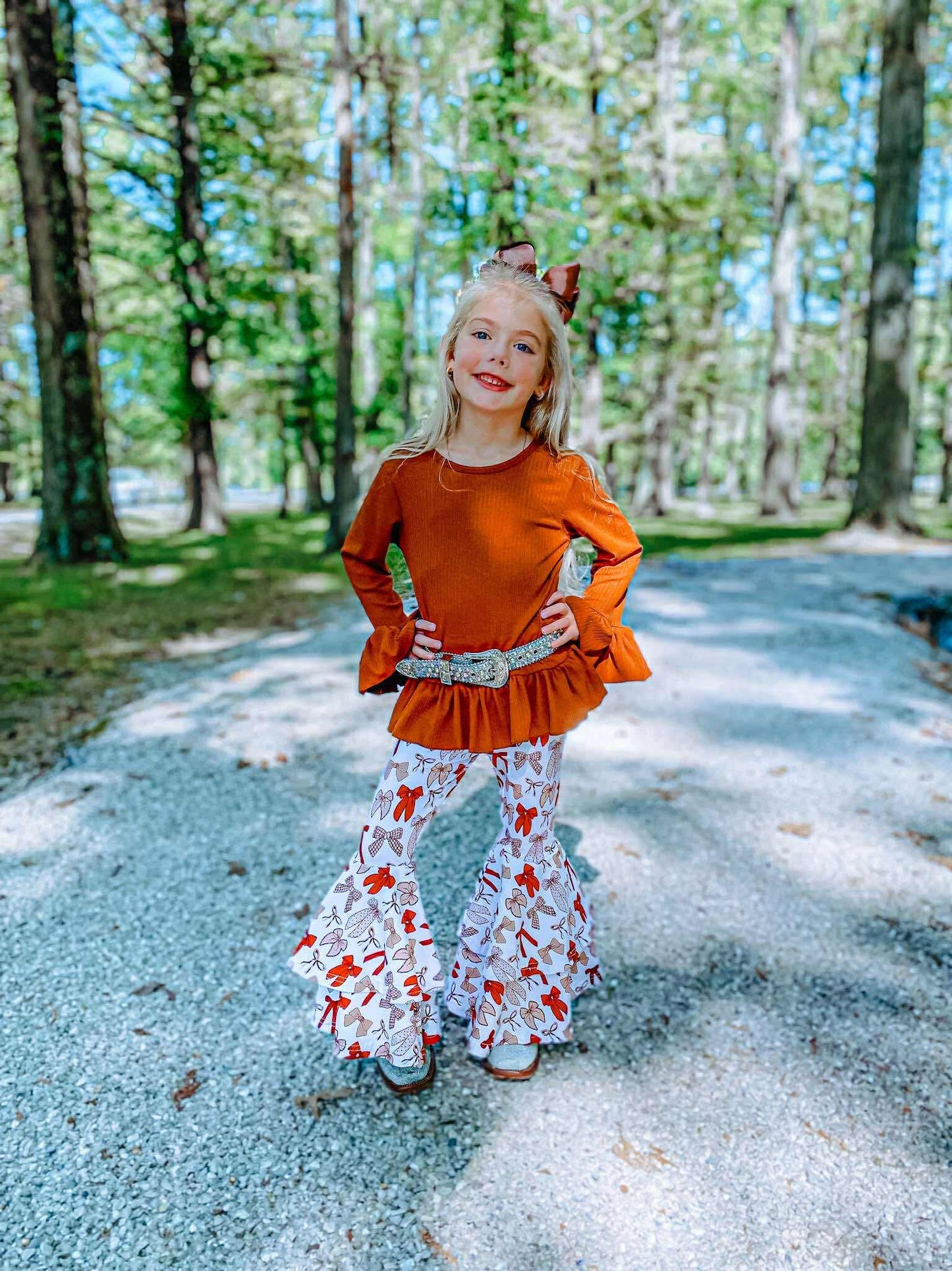 Pumpkin Spice Ruffled Sleeve Top